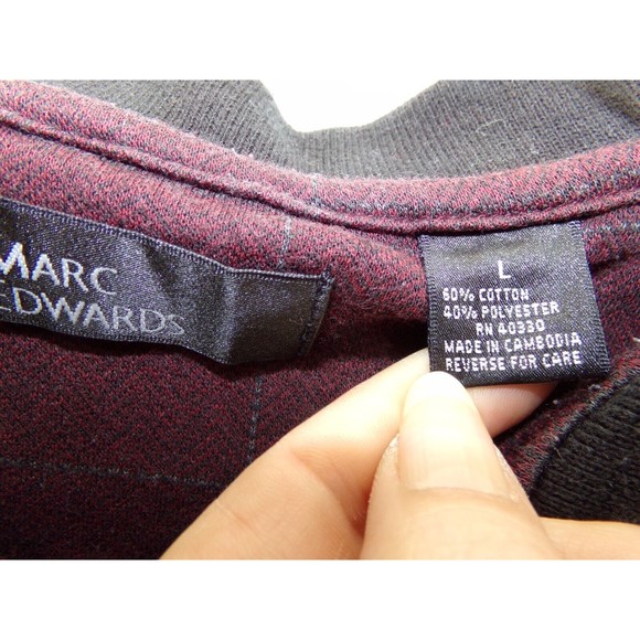 Men's Marc Edwards Casual Long Sleeve Two Button Collar Shirt Size L maroon - Picture 3 of 6